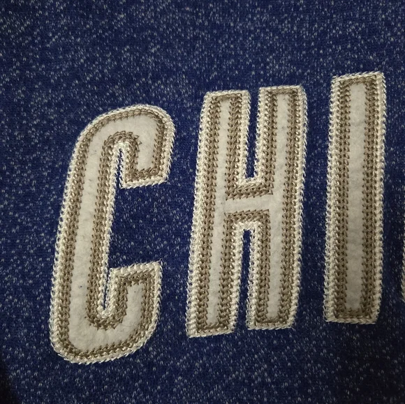 Stitches-Chicago Cubs Blue and Gray Zip-Up Sweater with Sporty Hood - Picture 3 of 5